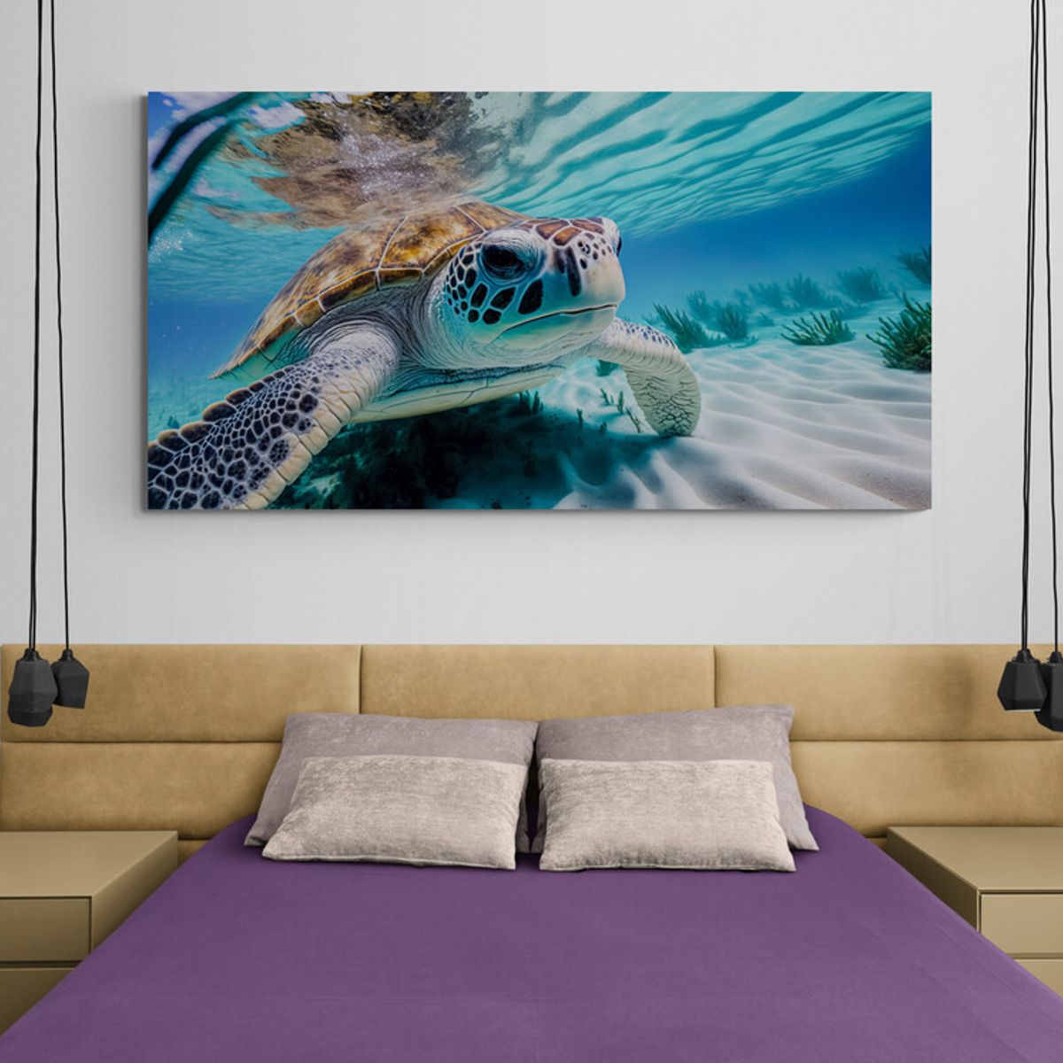 TAYRONA STORE - Cuadro En Lienzo Para Habitaciones Tortugas 040 110x60cm