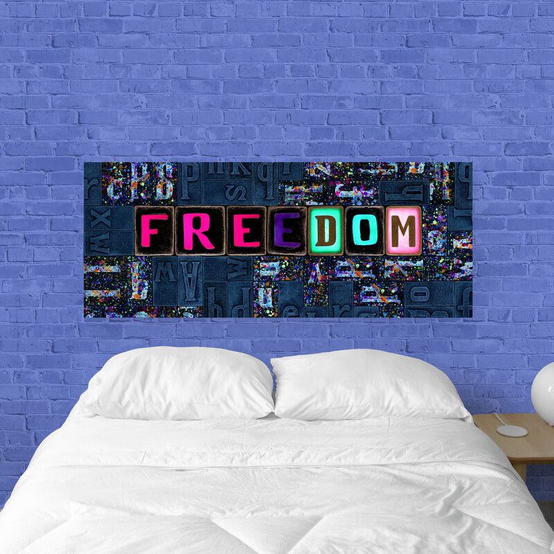 TAYRONA STORE - Cuadro En Lienzo Para Habitaciones Freedon Letras 175x70cm