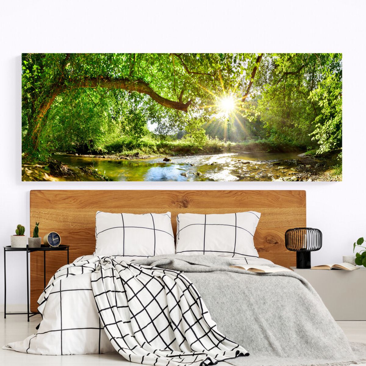 TAYRONA STORE - Cuadro Lienzo Para Habitaciones Atardecer Bosque 001 100x40cm