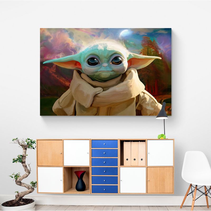TAYRONA STORE - Cuadro En Lienzo Para Habitaciones Star Wars Baby Yoda 01 100x70cm