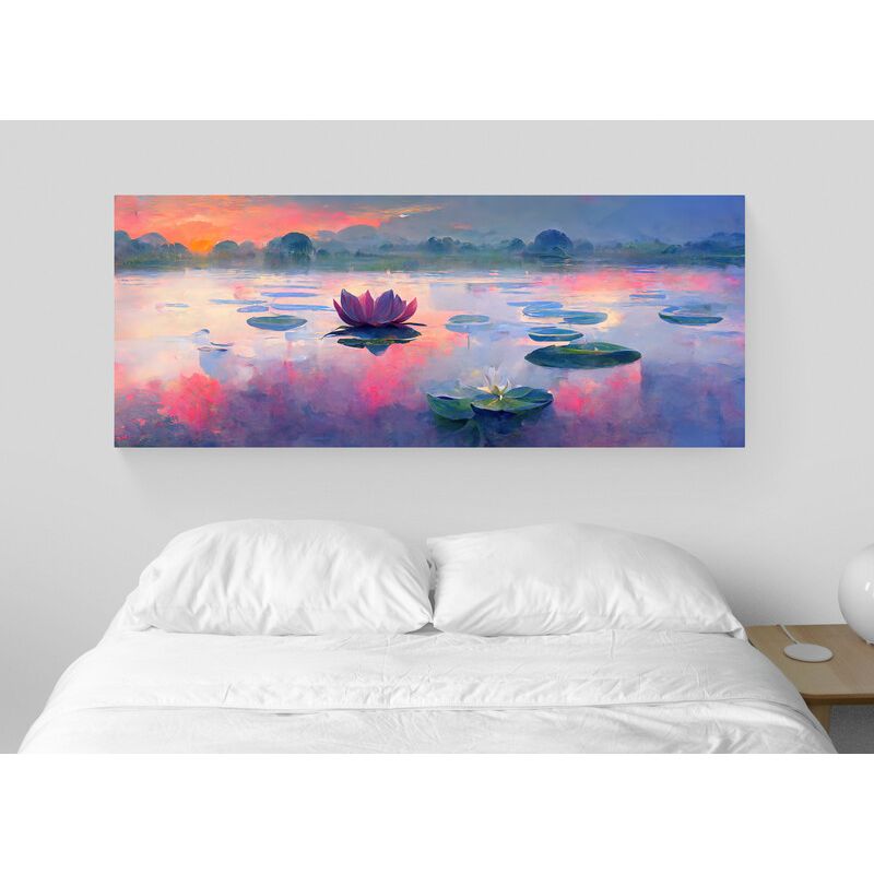 TAYRONA STORE - Cuadro En Lienzo Para Habitaciones Flor De Loto 059 100x40cm