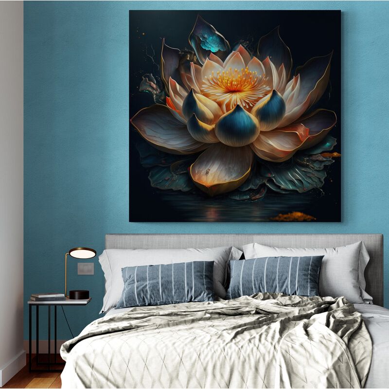 TAYRONA STORE - Cuadro En Lienzo Para Habitaciones Flor De Loto 073 90x90cm
