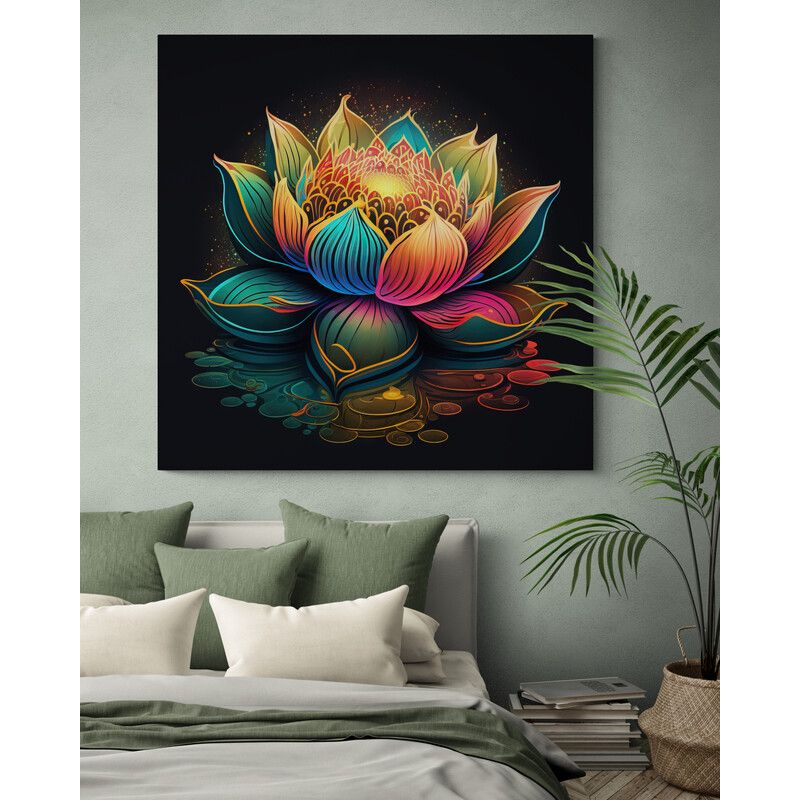 TAYRONA STORE - Cuadro En Lienzo Para Habitaciones Flor De Loto 081 60x60cm