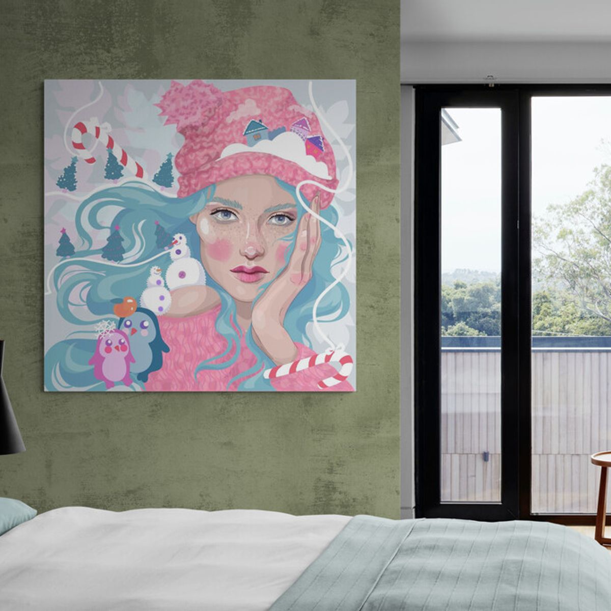 TAYRONA STORE - Cuadro En Lienzo Para Habitaciones Pintura Mujer 149 50x50cm