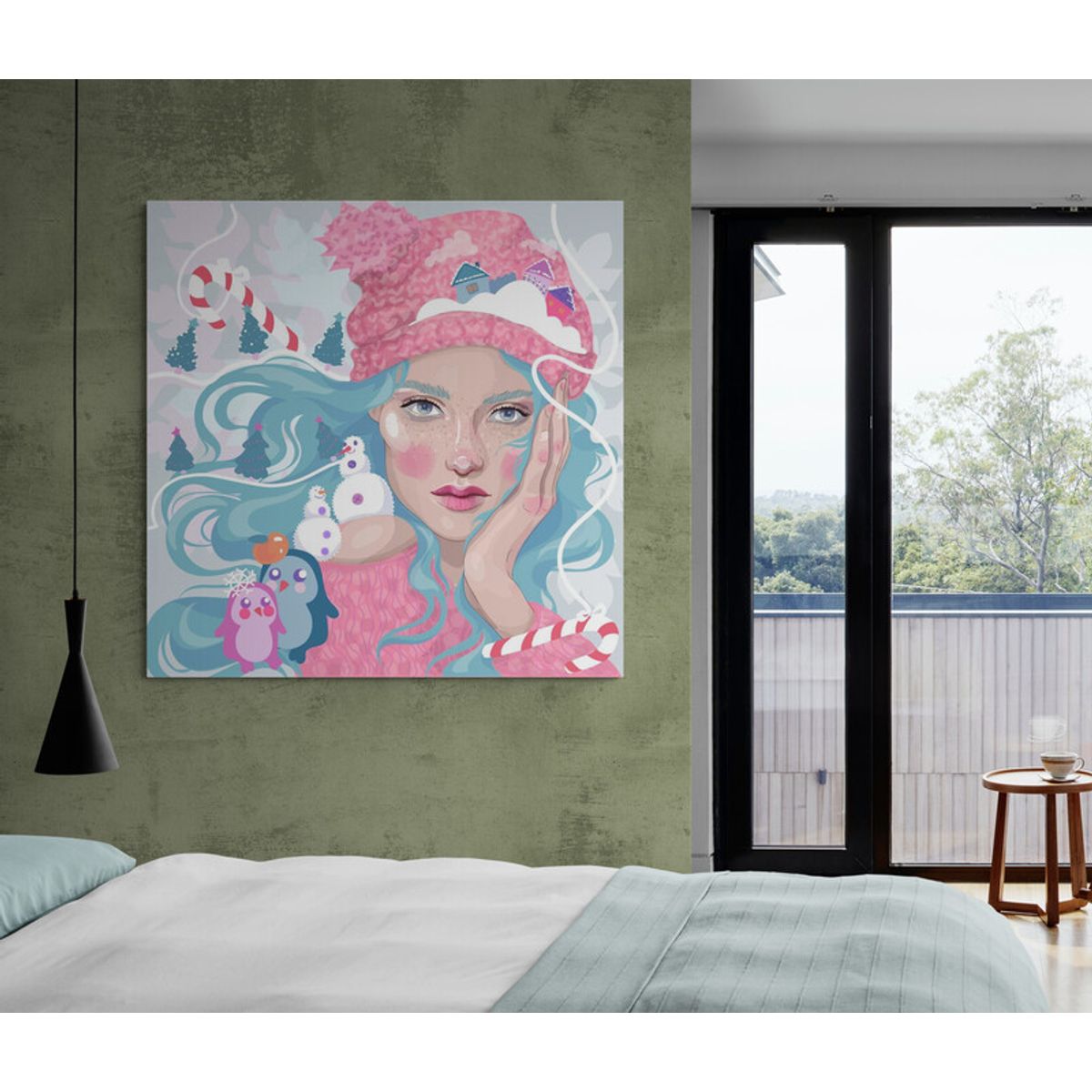 TAYRONA STORE - Cuadro En Lienzo Para Habitaciones Pintura Mujer 149 50x50cm