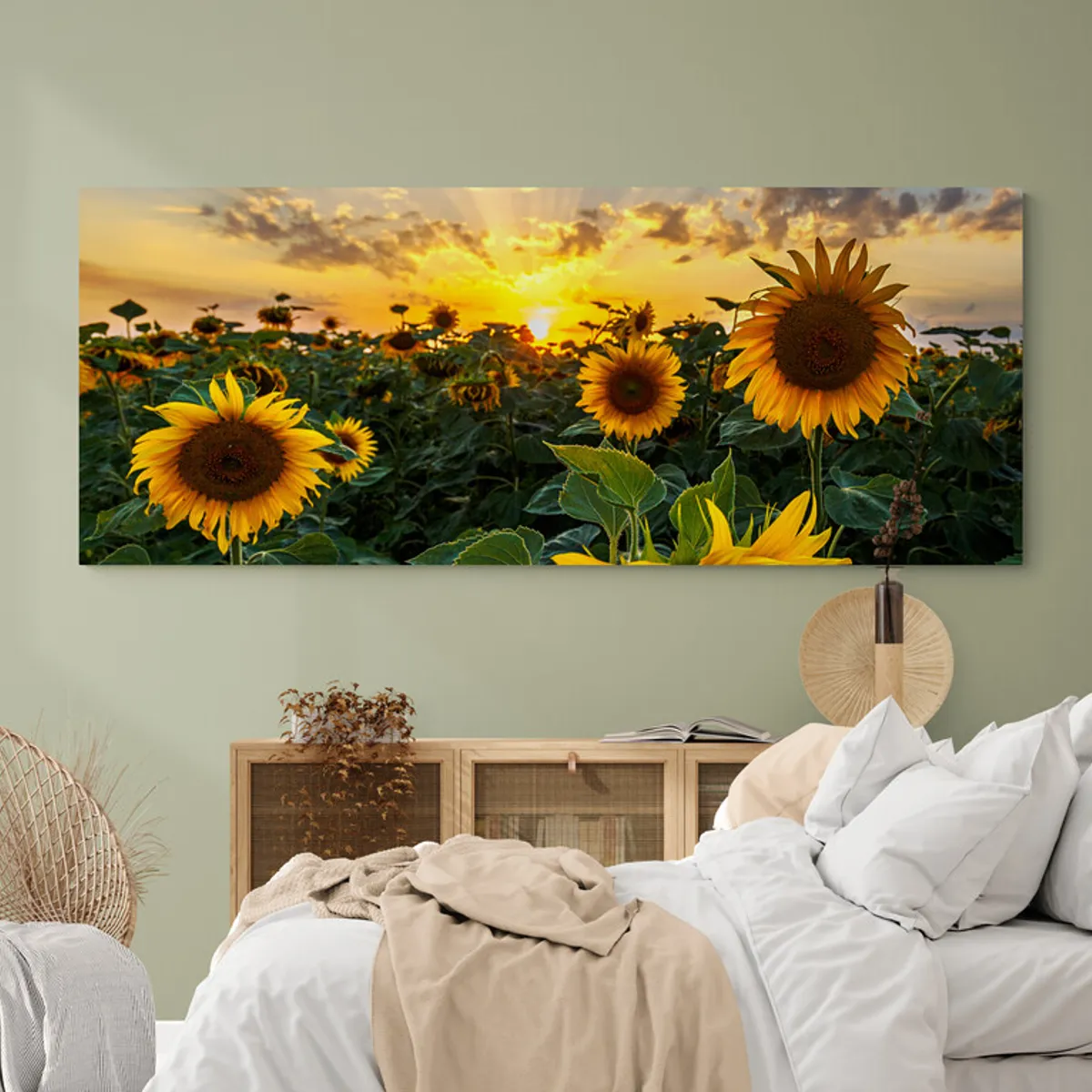 TAYRONA STORE - Cuadro En Lienzo Para Habitaciones Girasoles 011 125x50cm