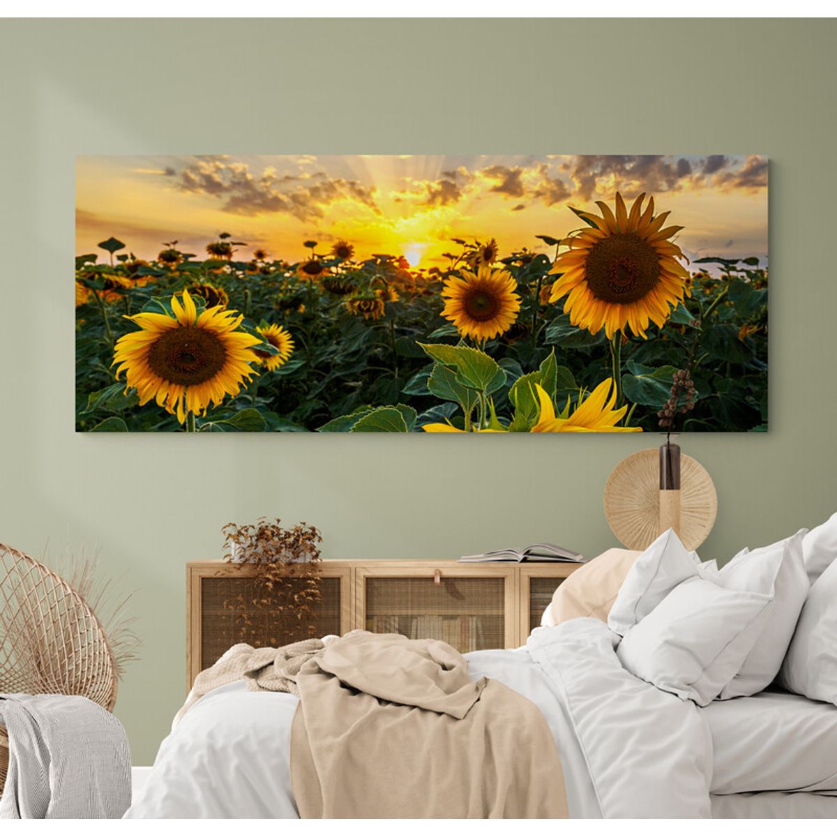 TAYRONA STORE - Cuadro En Lienzo Para Habitaciones Girasoles 011 125x50cm