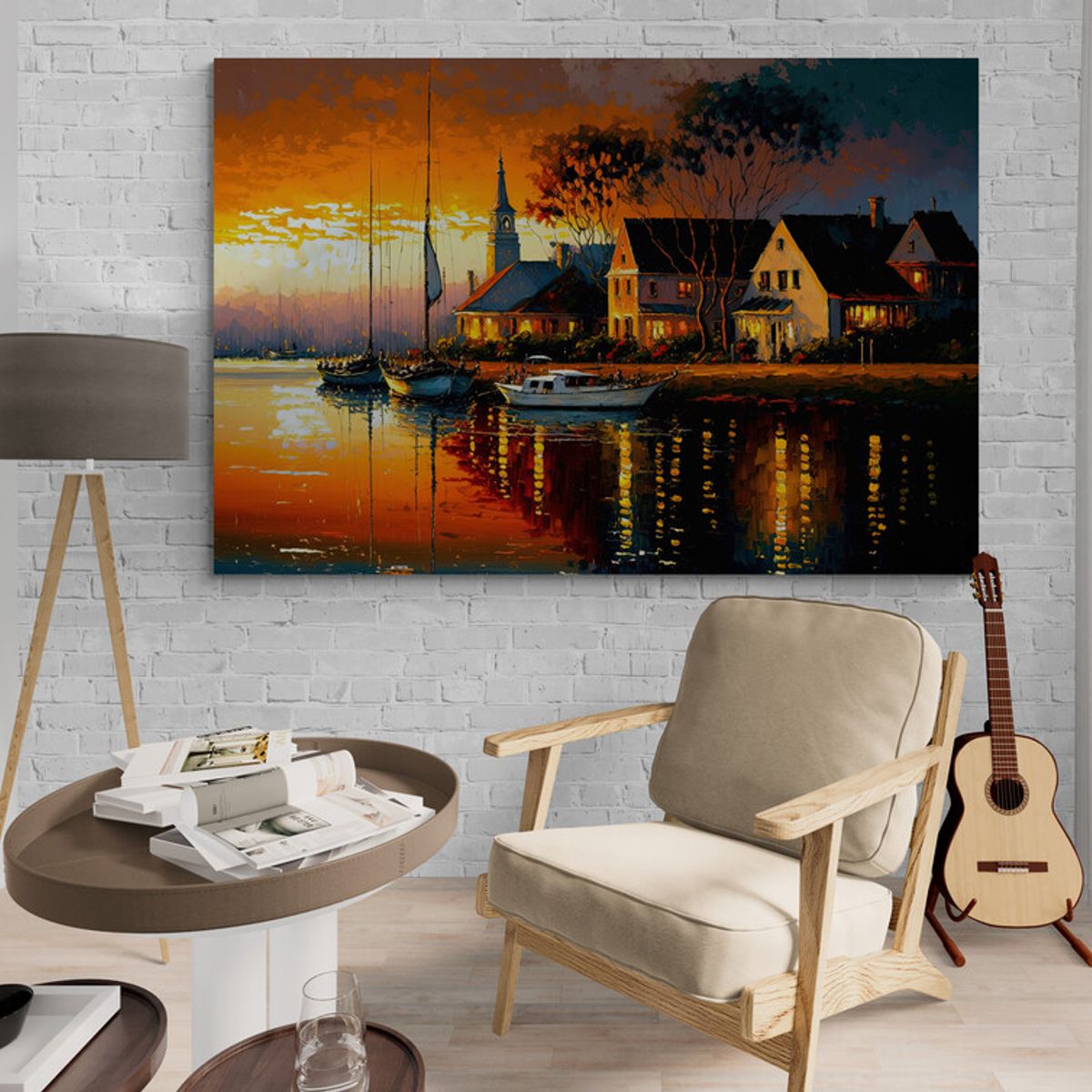 TAYRONA STORE - Cuadro En Lienzo Para Habitaciones Pintura Barcas 029 100x70cm