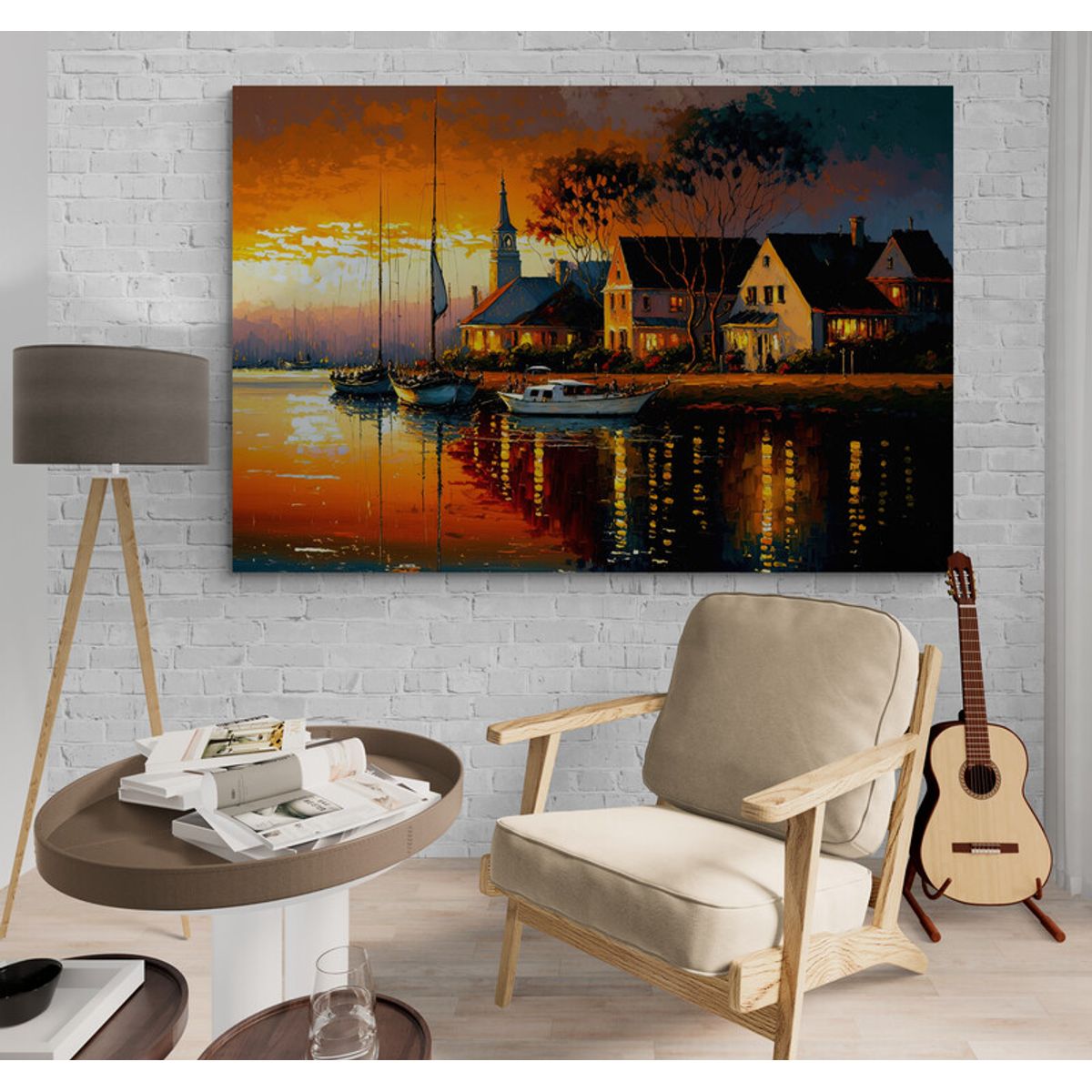 TAYRONA STORE - Cuadro En Lienzo Para Habitaciones Pintura Barcas 029 100x70cm