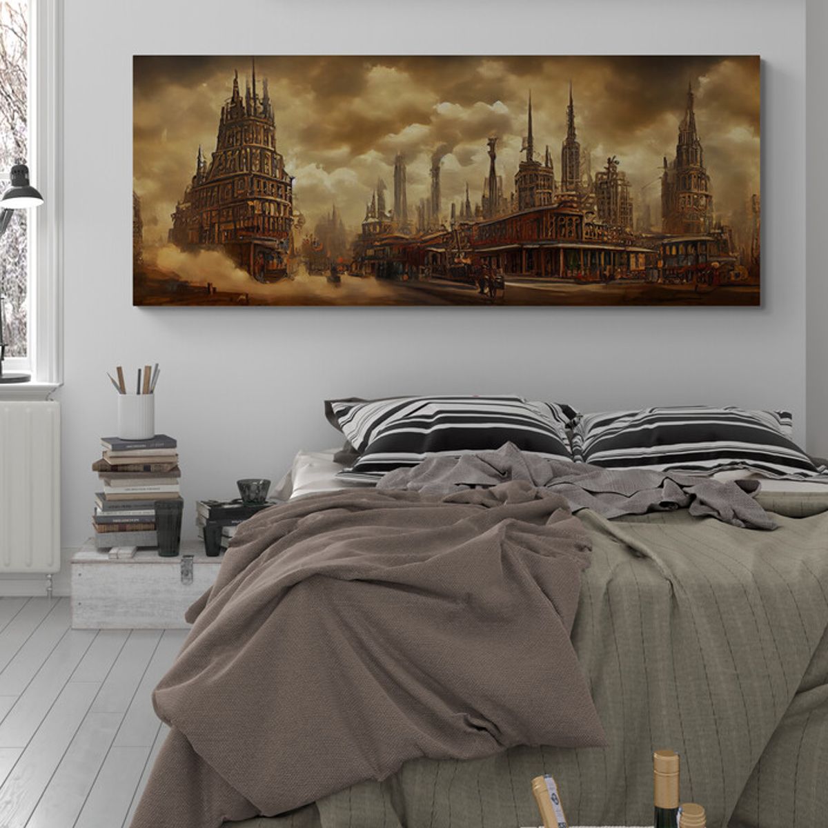 TAYRONA STORE - Cuadro Lienzo Para Habitaciones Pintura Ciudad 189 125x50cm