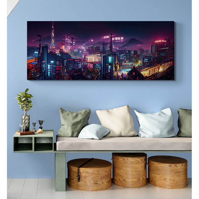 TAYRONA STORE - Cuadro En Lienzo Para Habitaciones Pintura Ciudad 194 125x50cm
