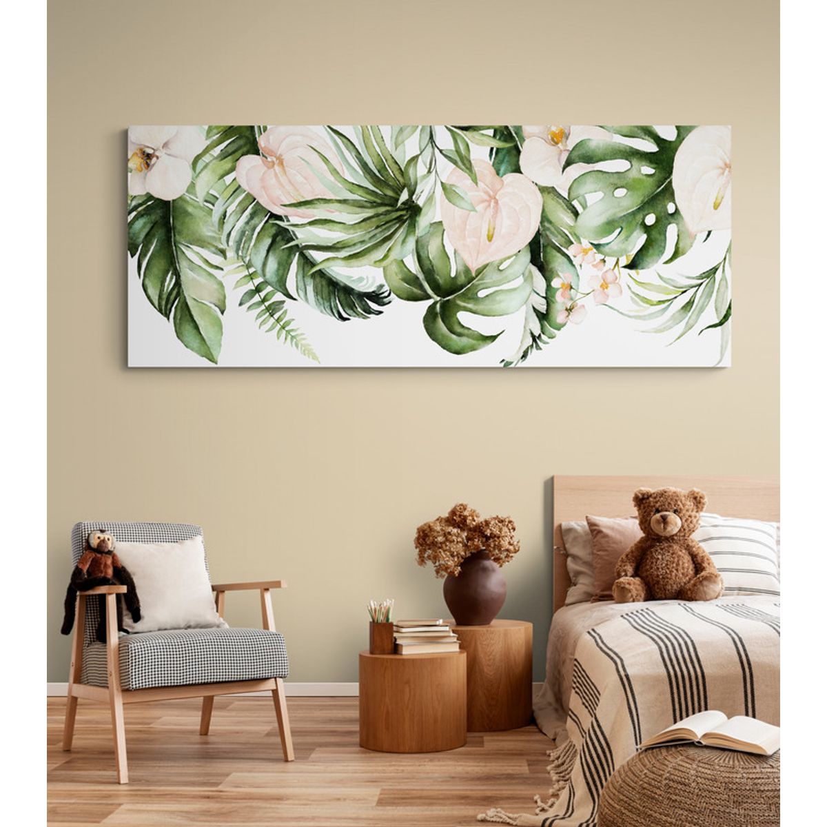 TAYRONA STORE - Cuadro En Lienzo Para Habitaciones Hojas Verdes 101 175x70cm