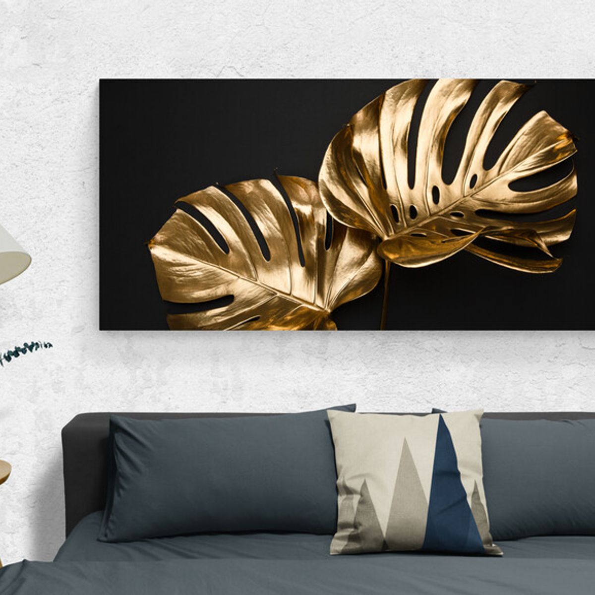 TAYRONA STORE - Cuadro Lienzo Para Habitaciones Hojas Doradas 023 130x60cm