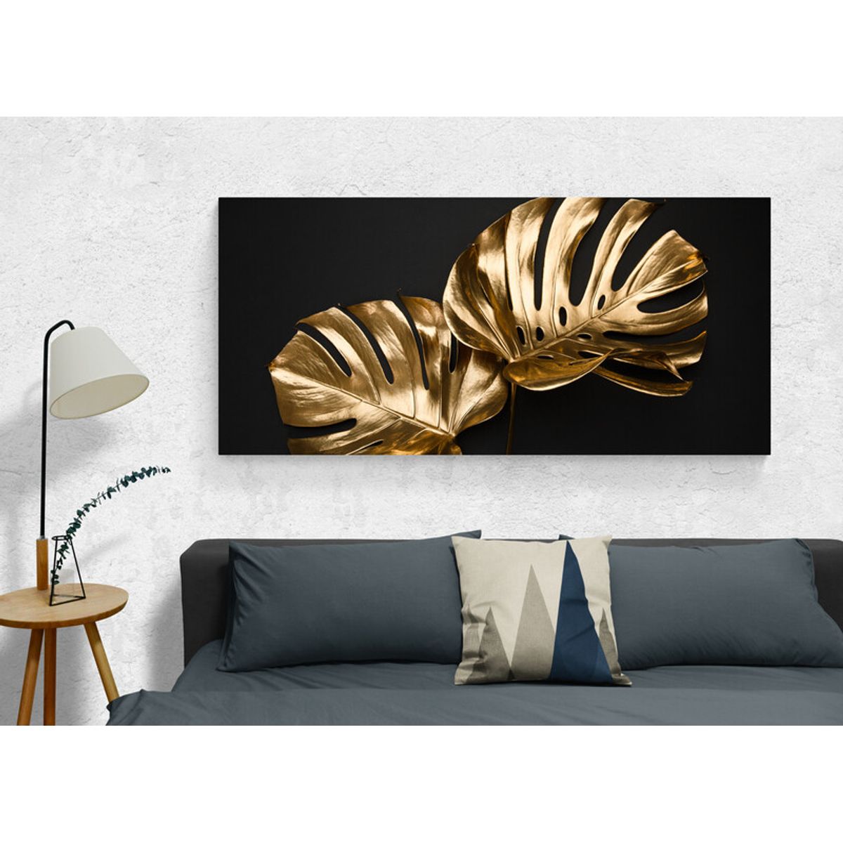 TAYRONA STORE - Cuadro Lienzo Para Habitaciones Hojas Doradas 023 130x60cm