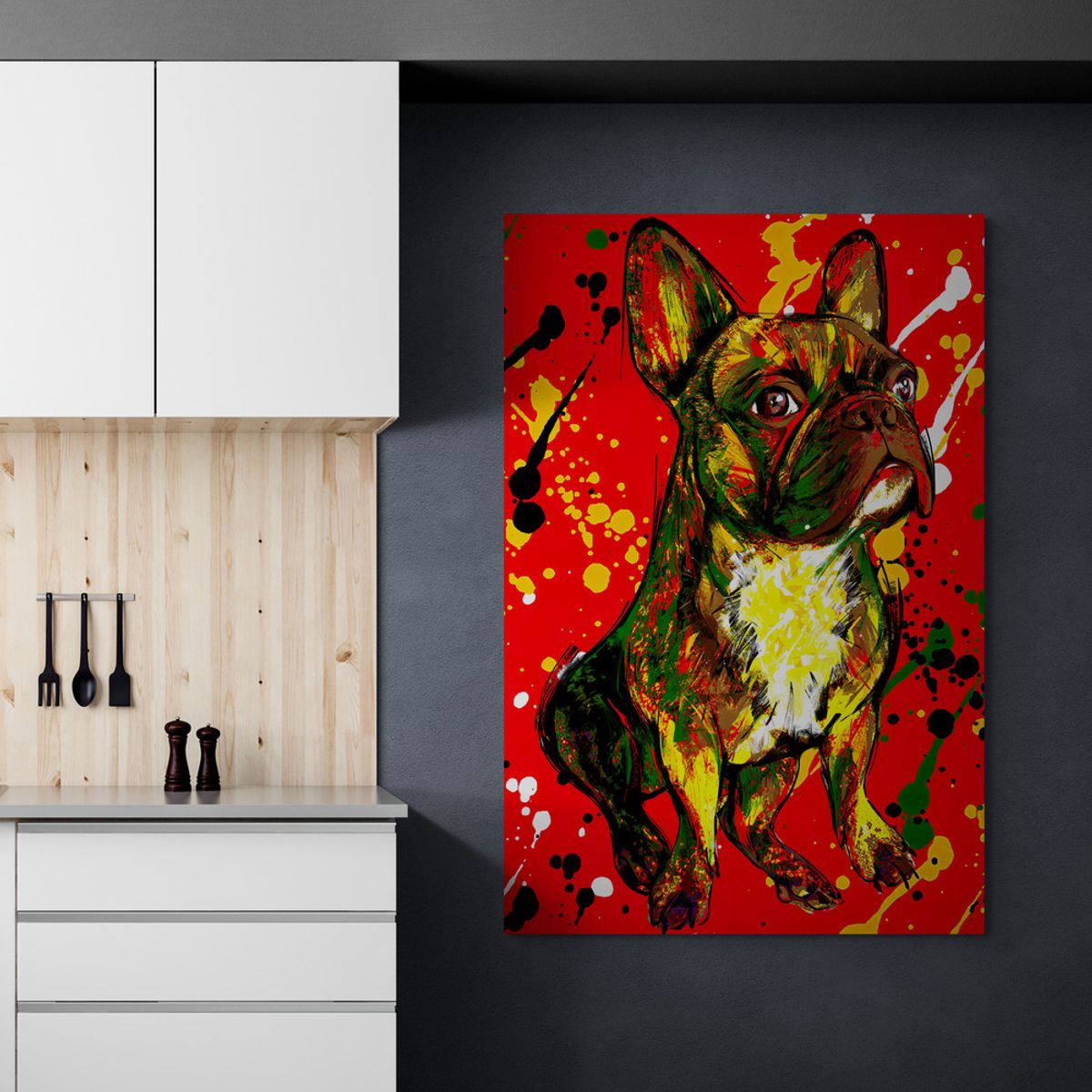 TAYRONA STORE - Cuadro En Lienzo Para Habitaciones Bull Dog Frances 04 35x50cm