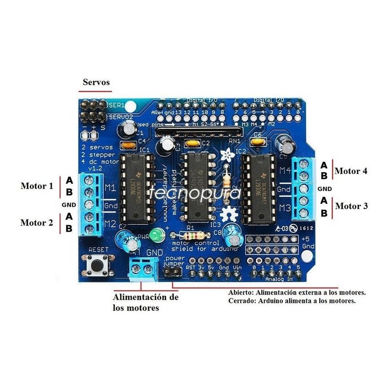GENERICO - Motor Shield L293d L293 Driver Puente H Arduino Uno Mega