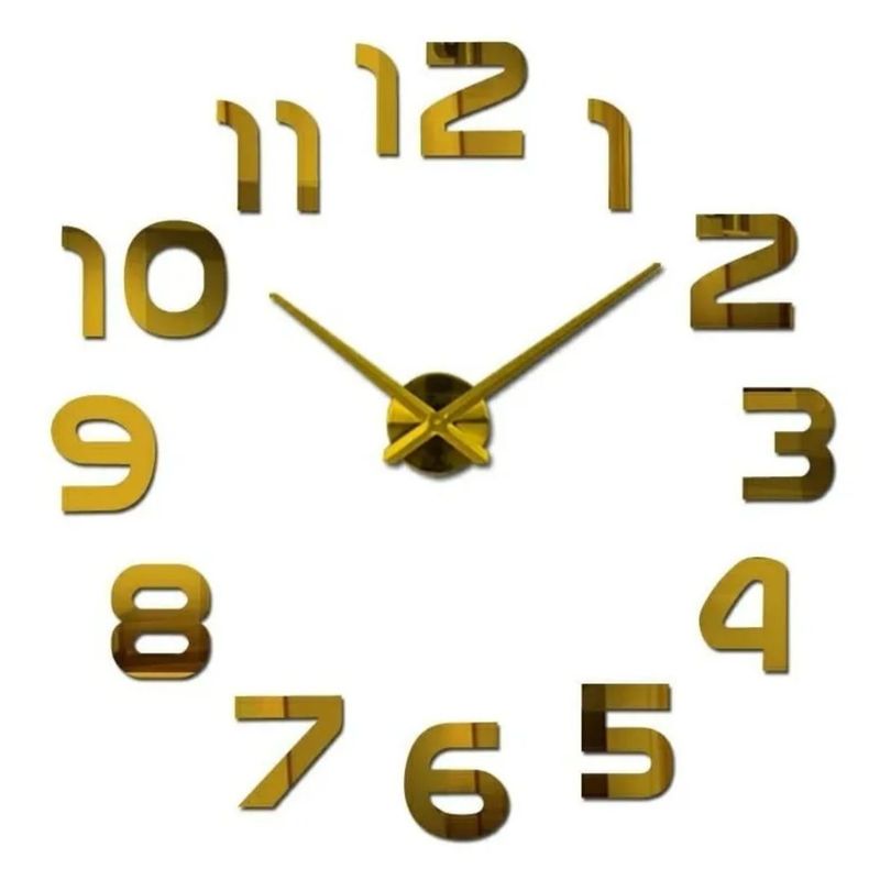 AMERICO SHOP - Reloj de Pared 3D Dorado Decorativo Diseño Moderno