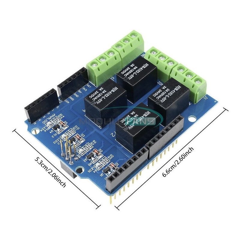 GENERICO - Shield Rele 4 Canales 5v V 1,0 Para Arduino Uno R3