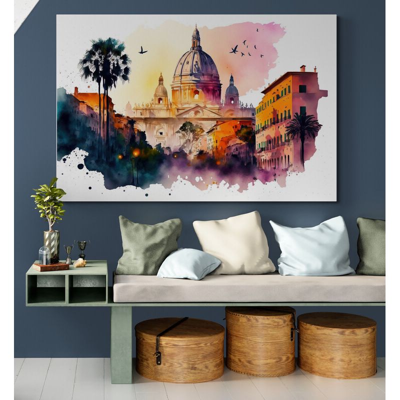 TAYRONA STORE - Cuadro En Lienzo Para Habitaciones Pintura Ciudad 202 70x50cm