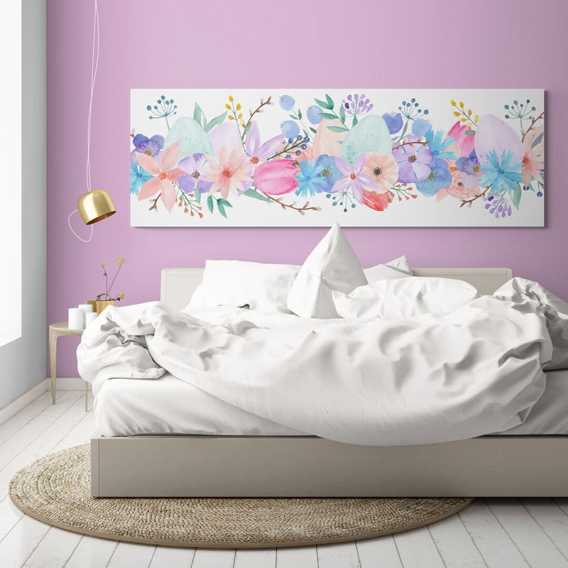 TAYRONA STORE - Cuadro En Lienzo Para Habitaciones Pintra Flores 377 100x40cm