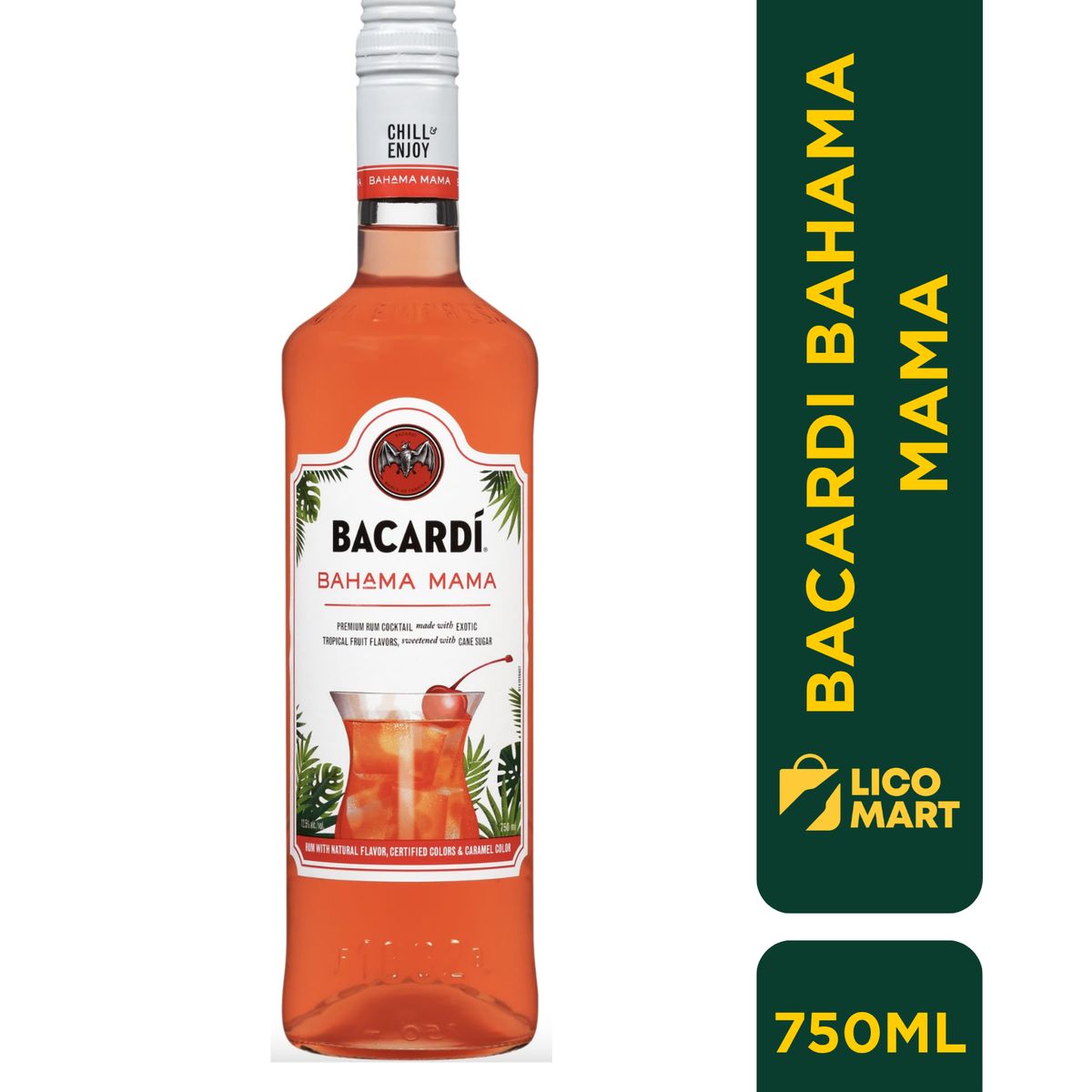 GENERICO - COCTEL DE RON BACARDÍ BAHAMA MAMA 750 ML