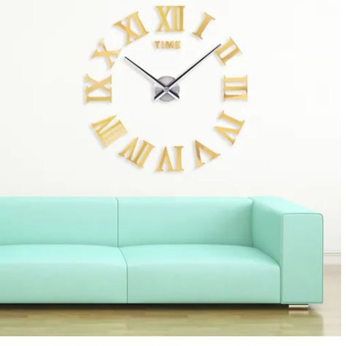 AMERICO SHOP - Reloj de Pared 3D Dorado Romano Diseño Moderno