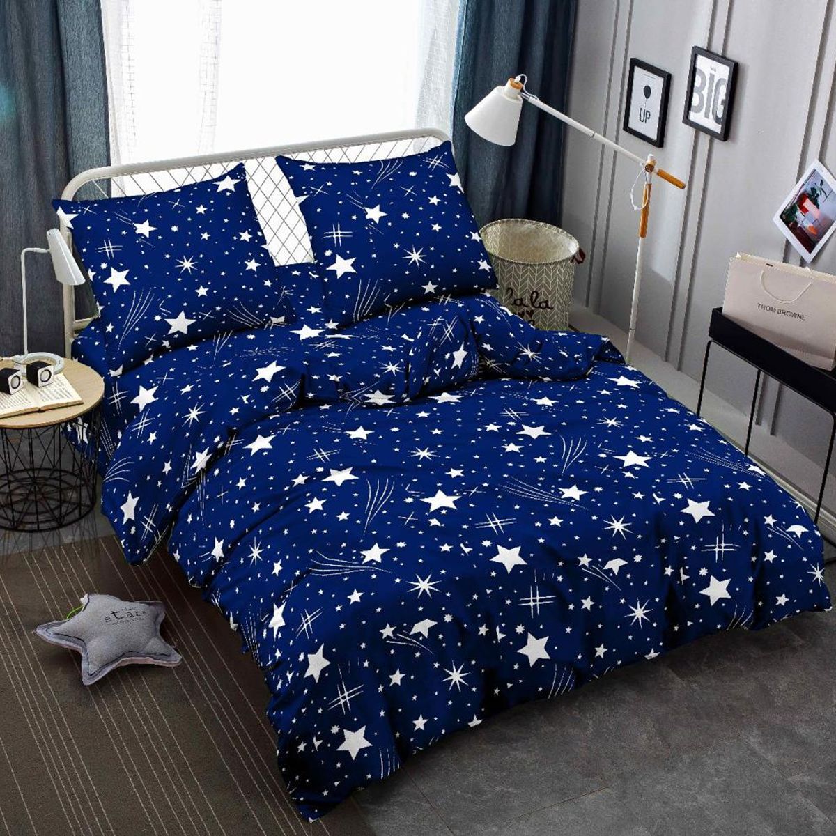 SIRENITAS - Juego sabanas Cama Semidoble Azul Estrellas