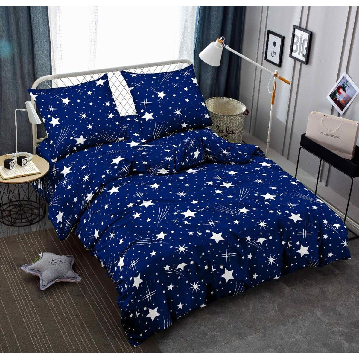 SIRENITAS - Juego sabanas Cama Semidoble Azul Estrellas