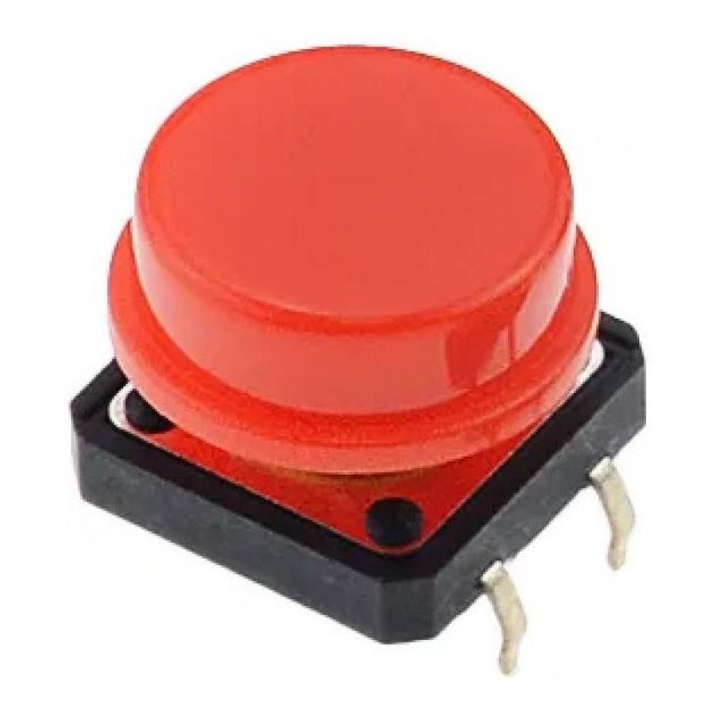 GENERICO - Pulsador 12x12x7mm On Off 6a 4 Pines Con Perilla Rojo