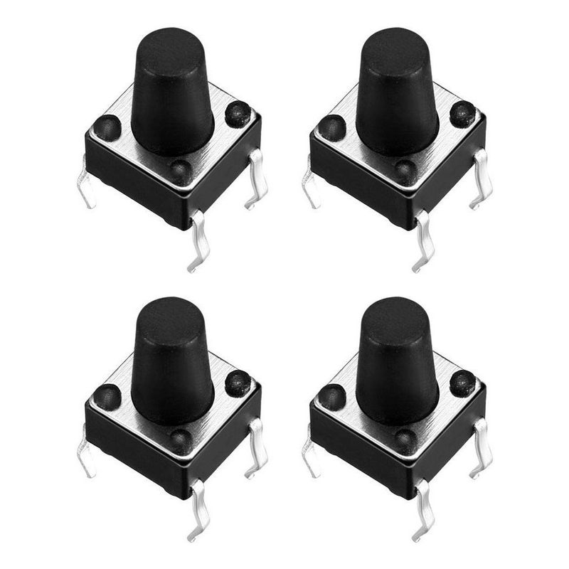 GENERICO - Pulsador 12x12x12mm  Negro On Off 6a 4 Pines