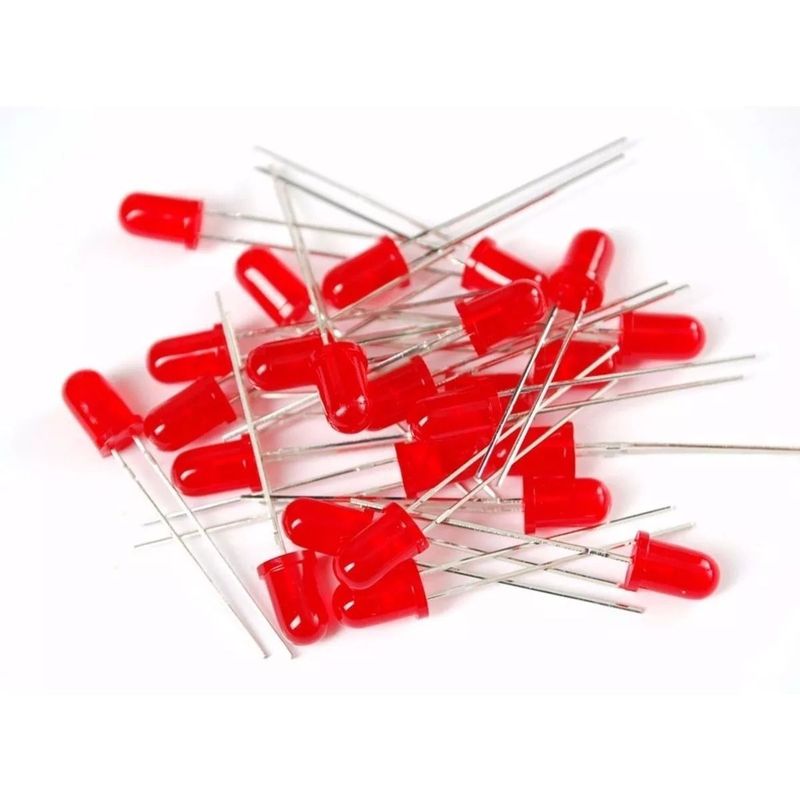 GENERICO - 20 Unidades Led Difuso Rojo 5mm Para Arduino