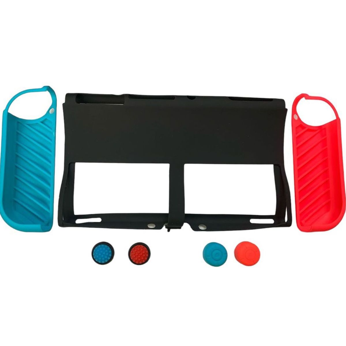 GENERICO - Set Protector 7 En 1+2 Siliconas Control Joycon Naranja De Switch Oled