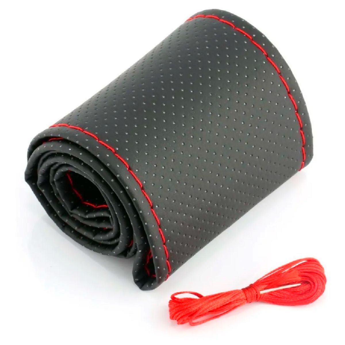 GENERICO - Forro Protector Timon Carro Vinilcuero Kit Complet Hilo Rojo