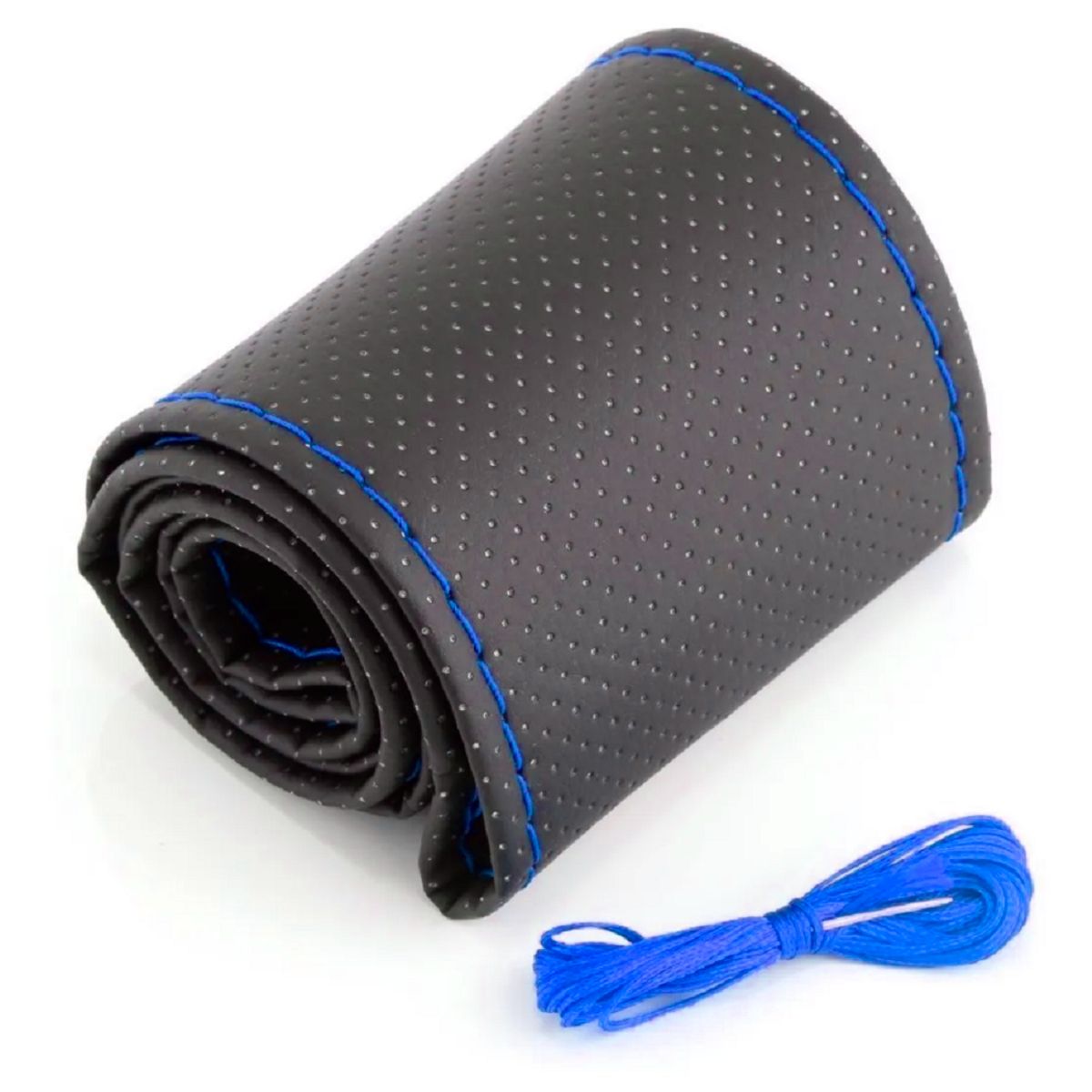 GENERICO - Forro Protector Timon Carro Vinilcuero Kit Complet Hilo Azul