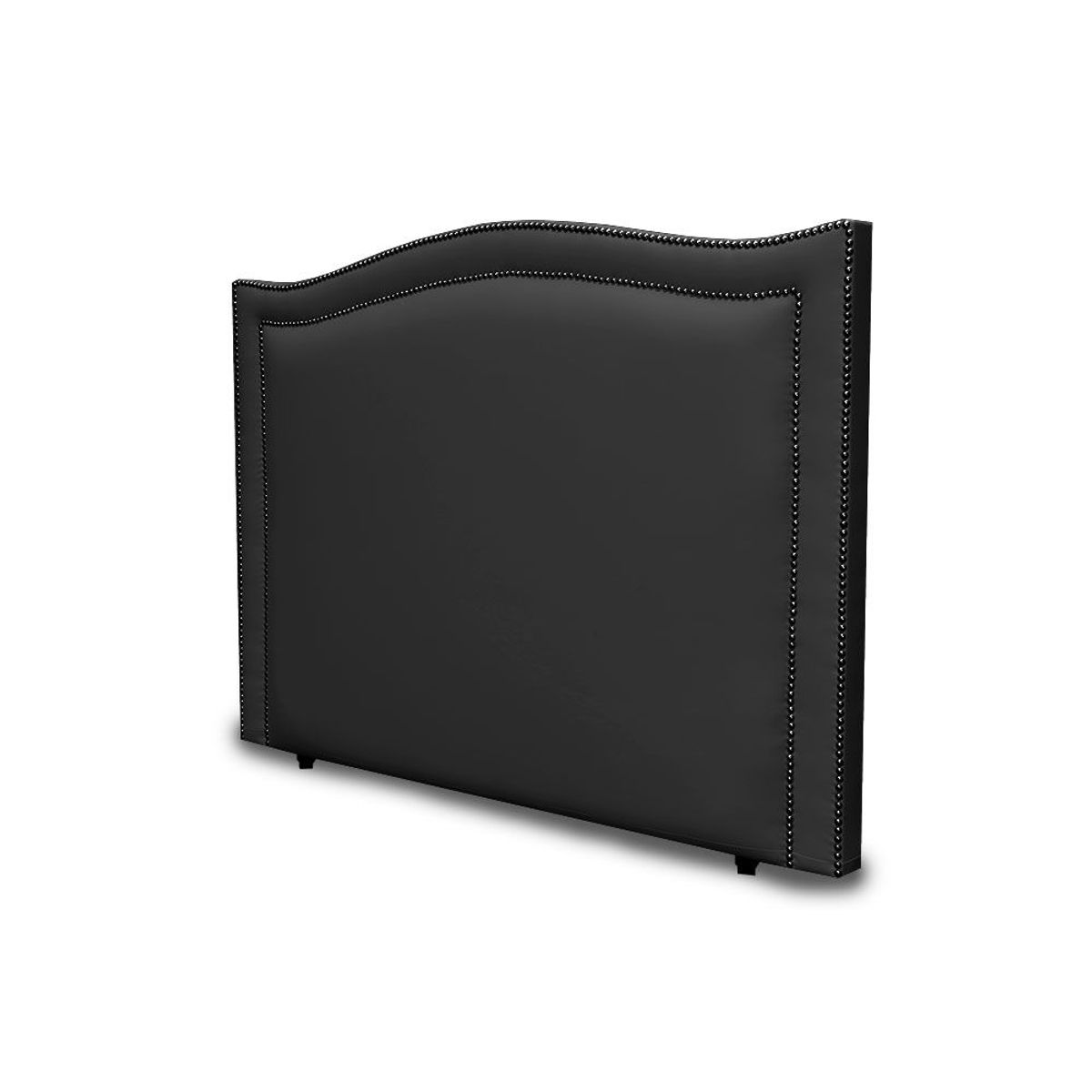 MAGIC CLASS - CABECERO CURVO CON DOBLE LÍNEA DE ESTOPEROL140X130 ECOCUERO NEGRO
