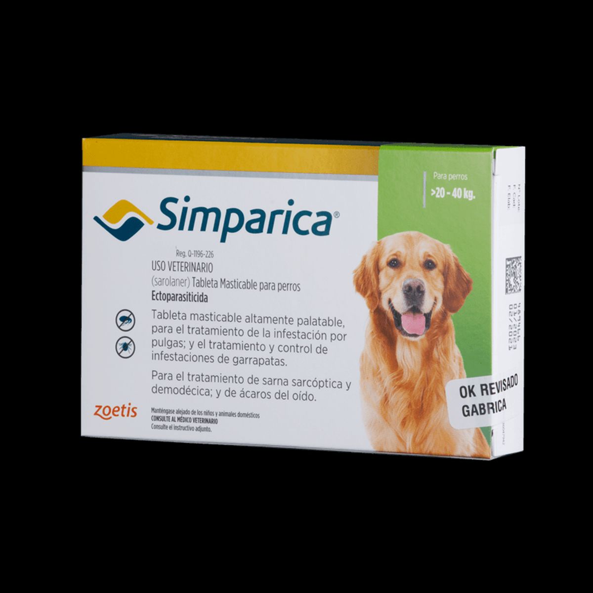 ZOETIS - Antiparasitario Externo Simparica tableta Masticable 20-40kg