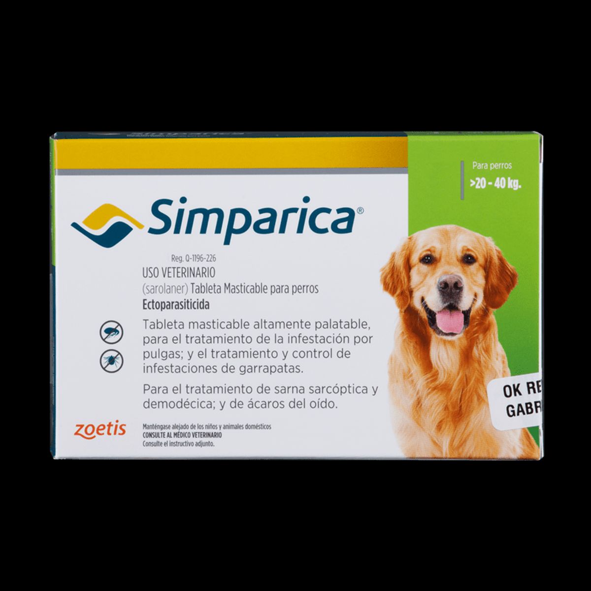 ZOETIS - Antiparasitario Externo Simparica tableta Masticable 20-40kg