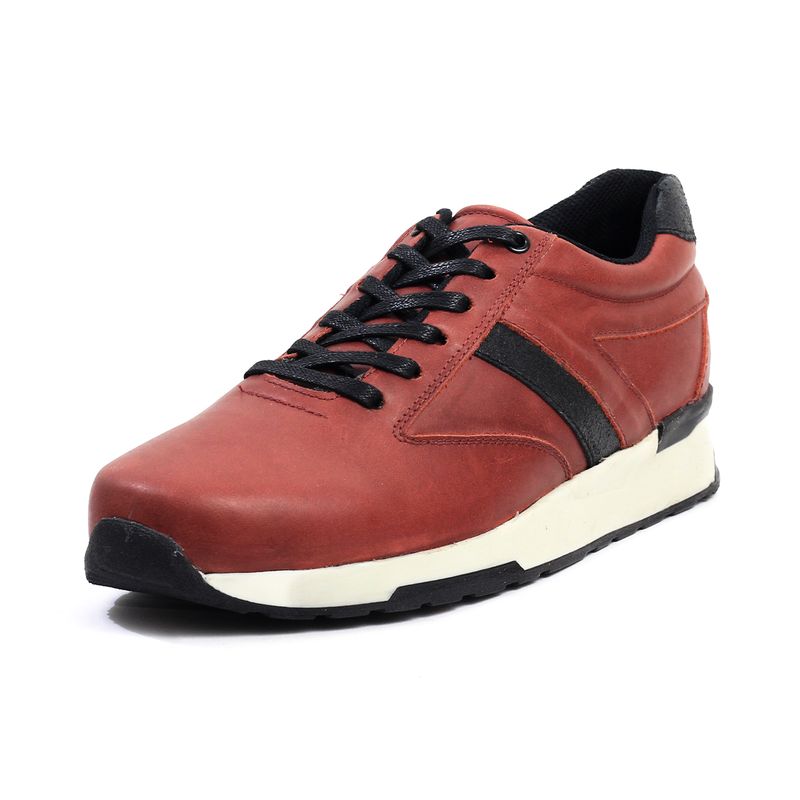 VIAR - Tenis en Cuero Para Hombre VIAR Boris Rojo Negro