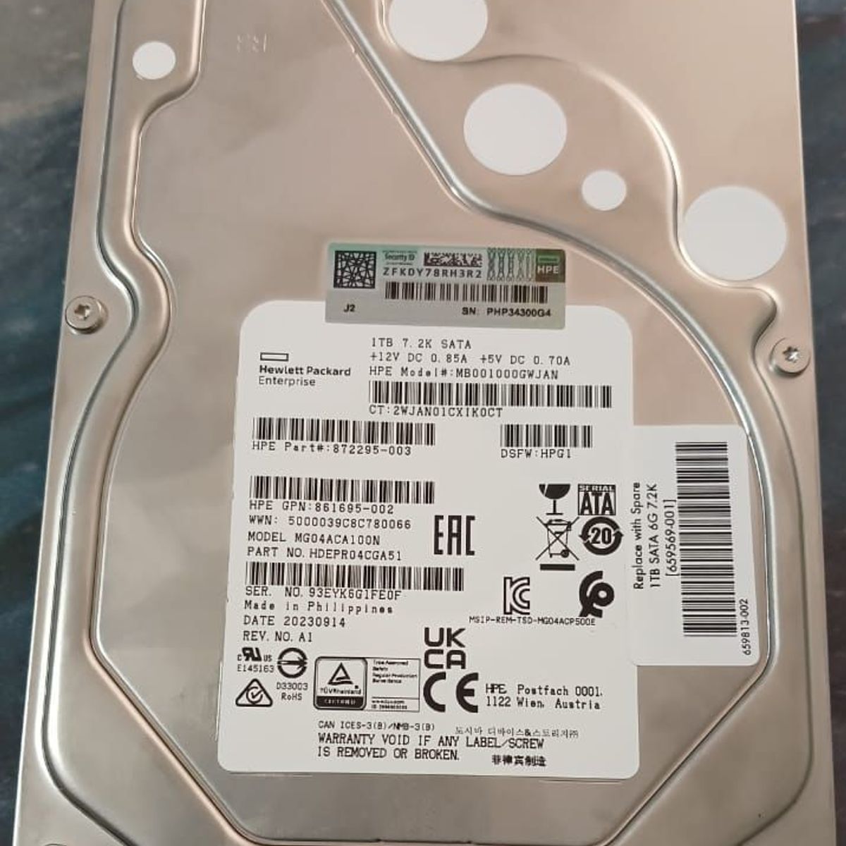 HP - Disco Duro Servidor HP 1TB 6G 7.2K 3.5 SATA MB001000GWJAN