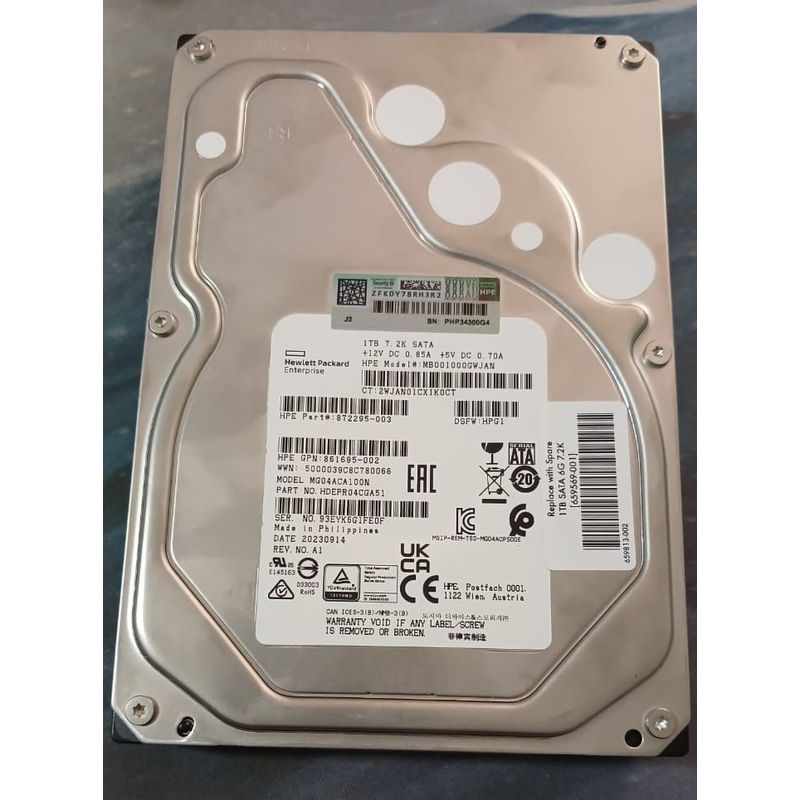 HP - Disco Duro Servidor HP 1TB 6G 7.2K 3.5 SATA MB001000GWJAN