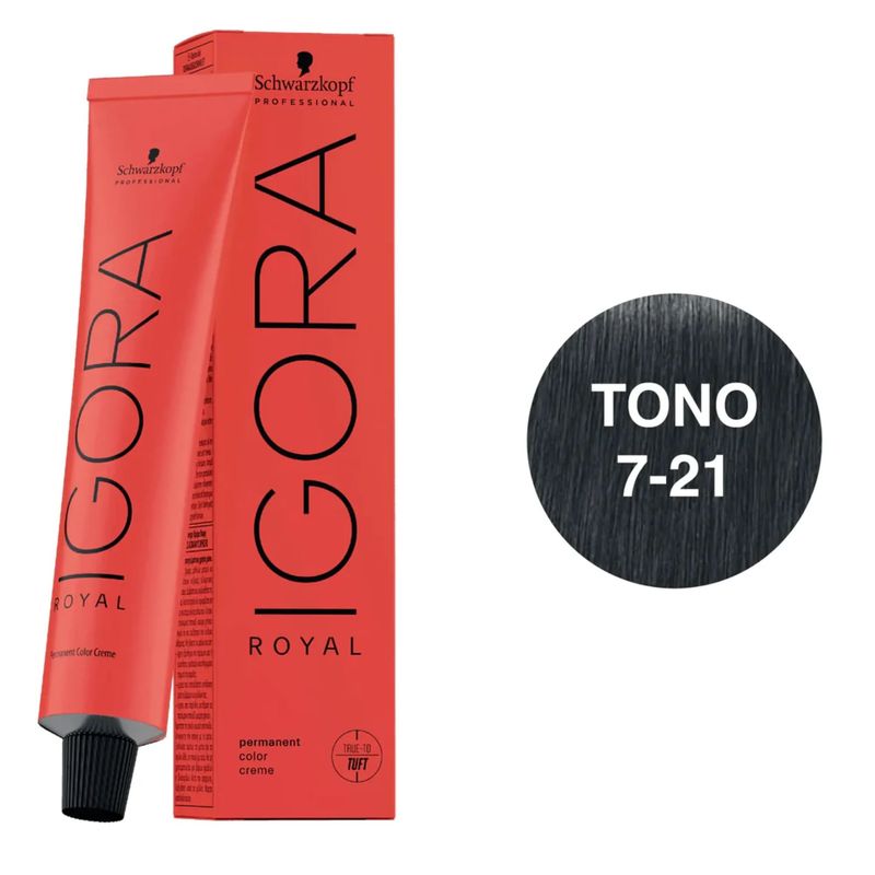SCHWARZKOPF - Tinte Schwarzkopf Igora Royal 7-21 Rubio Medio Humo Ceniza