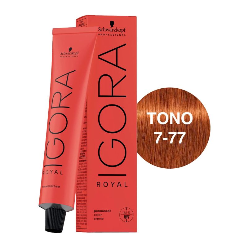 SCHWARZKOPF - Tinte Schwarzkopf Igora Royal 7-77 Rubio Medio Cobre Intenso