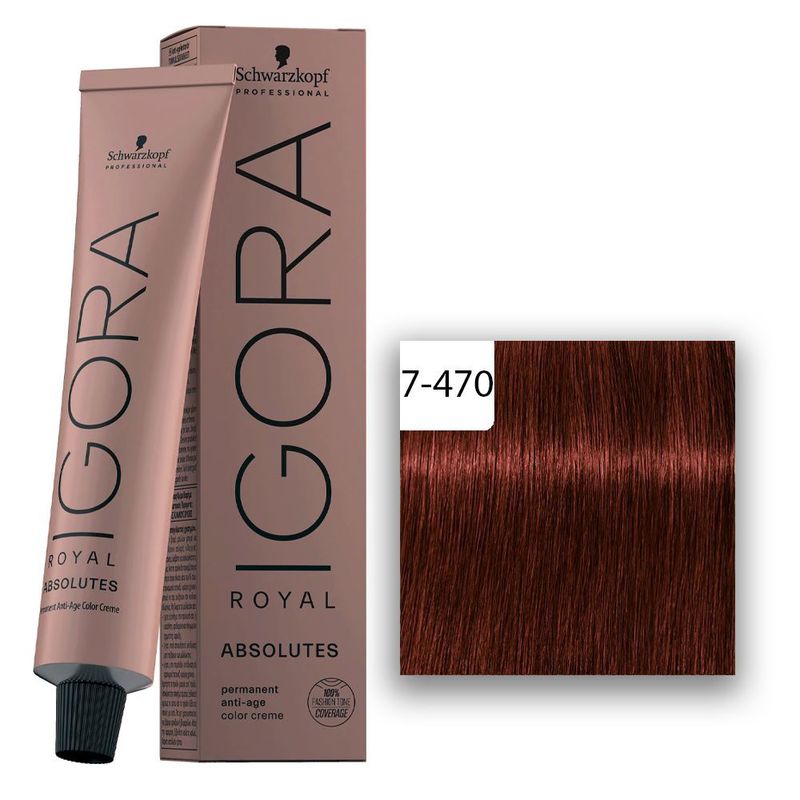 SCHWARZKOPF - Tinte Schwarzkopf Igora Royal 7-470 Rubio Medio Beige Cobrizo Natural