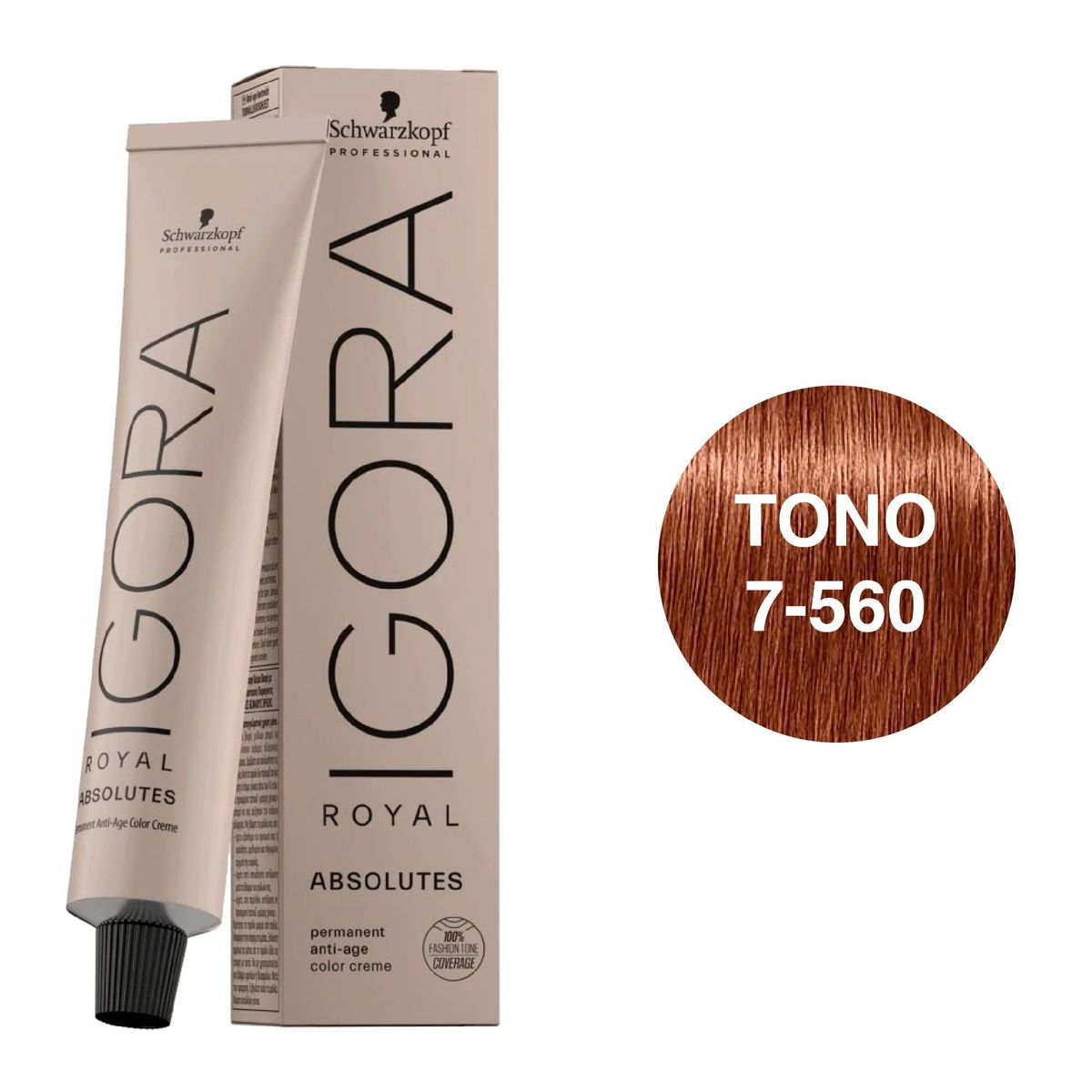 SCHWARZKOPF - Tinte Schwarzkopf Igora Royal 7-560 Rubio Medio Dorado Marrón Natural
