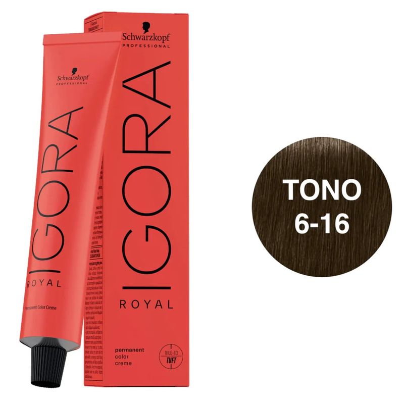 SCHWARZKOPF - Tinte Schwarzkopf Igora Royal 6-16 Rubio Oscuro Ceniza Marrón