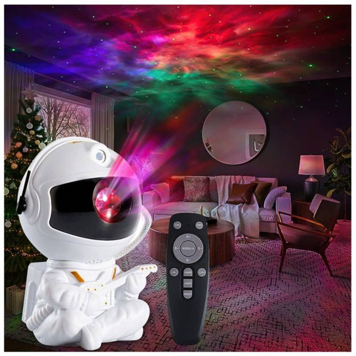 GENERICO - Mini Proyector Astronauta Galaxia con control