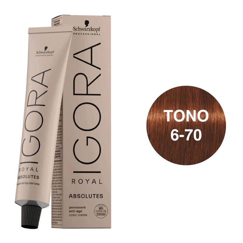 SCHWARZKOPF - Tinte Schwarzkopf Igora Royal 6-70 Rubio Oscuro Cobre Natural