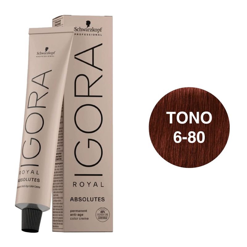 SCHWARZKOPF - Tinte Schwarzkopf Igora Royal 6-80 Rubio Oscuro Rojo Natural