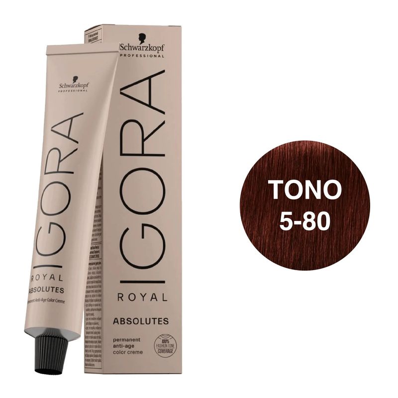 SCHWARZKOPF - Tinte Schwarzkopf Igora Royal 5-80 Castaño Claro Rojo Natural