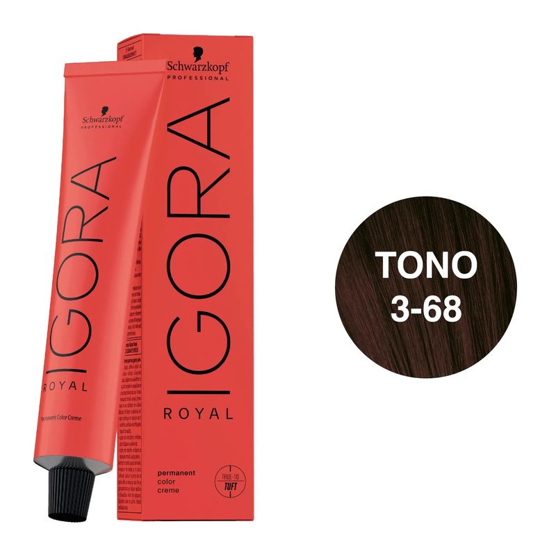 SCHWARZKOPF - Tinte Schwarzkopf Igora Royal 3-68 Castaño Oscuro Marrón Rojizo